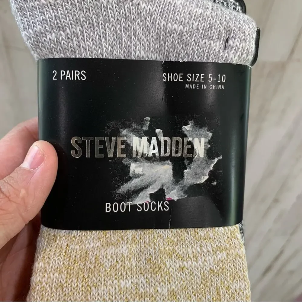 NWT Steve Madden Boot Socks Metallic Colored 2 Pairs